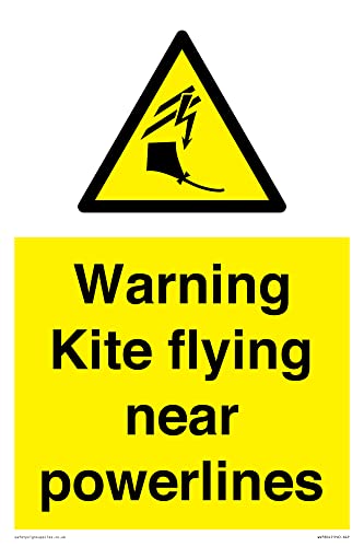 Warnschild "Warning Kite flying near powerlines", 200 x 300 mm, A4P von Viking Signs