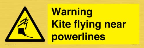 Warnschild "Warning Kite flying near powerlines", 450 x 150 mm, L41 Warnschild "Warning Kite flying near powerlines", 450 x 150 mm, L41 von Viking Signs