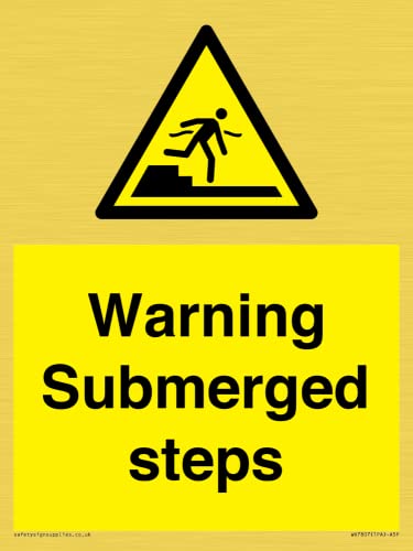 Warnschild "Warning Submerged Steps", 150 x 200 mm, A5P Warnschild "Warning Submerged Steps", 150 x 200 mm, A5P von Viking Signs