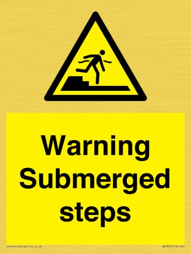 Warnschild "Warning Submerged Steps", 150 x 200 mm, A5P von Viking Signs