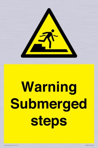 Warnschild "Warning Submerged Steps", 200 x 300 mm, A4P Warnschild "Warning Submerged Steps", 200 x 300 mm, A4P von Viking Signs