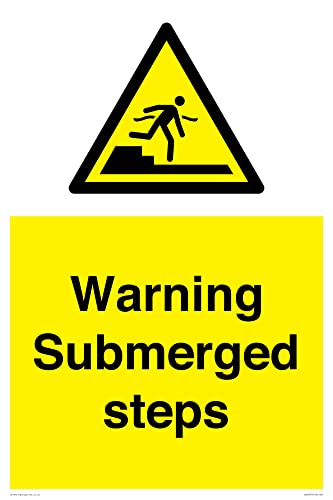 Warnschild "Warning Submerged Steps", 400 x 600 mm, A2P von Viking Signs