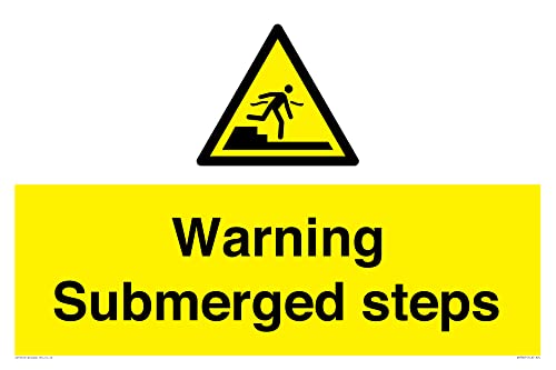 Warnschild "Warning Submerged Steps", 600 x 400 mm, A2L Warnschild "Warning Submerged Steps", 600 x 400 mm, A2L von Viking Signs