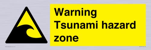 Warnschild "Warning Tsunami Hazard Zone", 600 x 200 mm, L62 Warnschild "Warning Tsunami Hazard Zone", 600 x 200 mm, L62 von Viking Signs