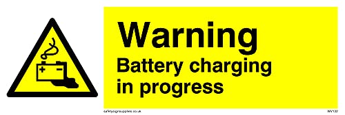 Warnschild mit Aufschrift"Danger Battery Charging In Progress", 150 x 50 mm, L15, 5 Stück von Viking Signs