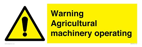 Warnschild mit Aufschrift "Warning Agricultural Maches", 600 x 200 mm, L62 von Viking Signs