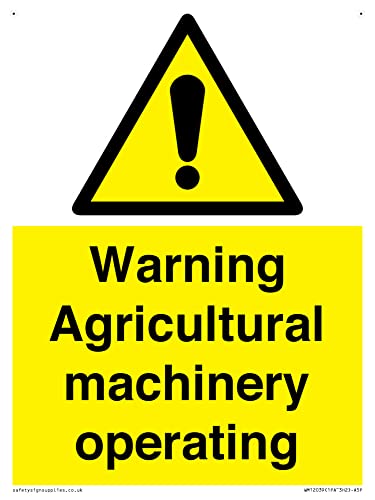 Warnschild mit Aufschrift "Warning Agricultural Machines Operation", 150 x 200 mm, A5P Warnschild mit Aufschrift "Warning Agricultural Machines Operation", 150 x 200 mm, A5P von Viking Signs