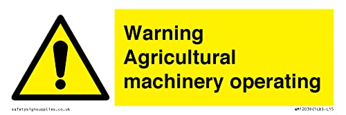 Warnschild mit Aufschrift "Warning Agricultural Machines Operation", 150 x 50 mm, L15 von Viking Signs
