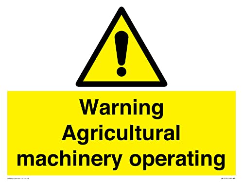 Warnschild mit Aufschrift "Warning Agricultural Machines Operation", 400 x 300 mm, A3L von Viking Signs