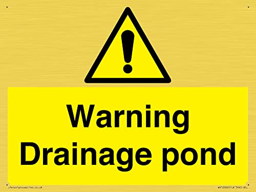 Warnschild mit Aufschrift "Warning Drainage Teich", 200 x 150 mm, A5L von Viking Signs