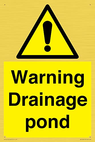 Warnschild mit Aufschrift "Warning Drainage Teich", 200 x 300 mm, A4P von Viking Signs