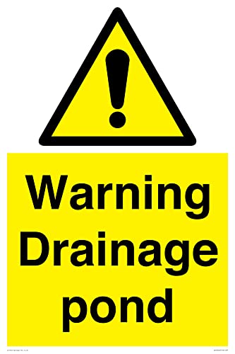 Warnschild mit Aufschrift "Warning Drainage Teich", 400 x 600 mm, A2P Warnschild mit Aufschrift "Warning Drainage Teich", 400 x 600 mm, A2P von Viking Signs