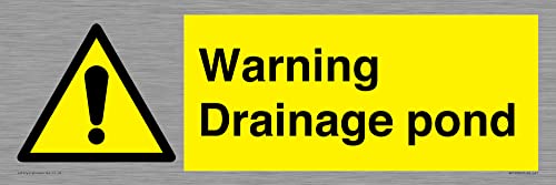 Warnschild mit Aufschrift "Warning Drainage Teich", 450 x 150 mm, L41 von Viking Signs