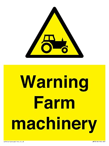 Warnschild mit Aufschrift "Warning Farm Machery", 150 x 200 mm, A5P Warnschild mit Aufschrift "Warning Farm Machery", 150 x 200 mm, A5P von Viking Signs
