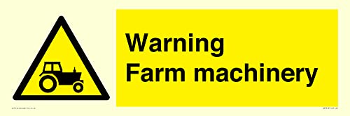Warnschild mit Aufschrift "Warning Farm Machery", 600 x 200 mm, L62 Warnschild mit Aufschrift "Warning Farm Machery", 600 x 200 mm, L62 von Viking Signs