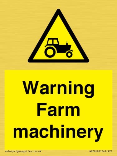 Warnschild mit Aufschrift "Warning Farm Machery" – 75 x 100 mm – A7P von Viking Signs
