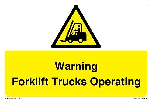 Warnschild mit Aufschrift "Warning Forklift Trucks Operation", 300 x 200 mm, A4L von Viking Signs