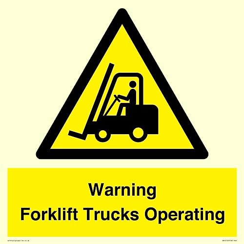 Warnschild mit Aufschrift "Warning Forklift Trucks Operation", 400 x 400 mm, S40 von Viking Signs