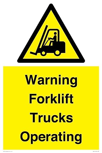 Warnschild mit Aufschrift "Warning Forklift Trucks Operation", 400 x 600 mm, A2P von Viking Signs