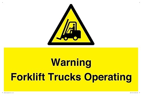 Warnschild mit Aufschrift "Warning Forklift Trucks Operation", 600 x 400 mm, A2L von Viking Signs