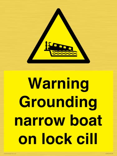 Warnschild mit Aufschrift "Warning Grounding narrow boat on lock cill", 300 x 400 mm, A3P Warnschild mit Aufschrift "Warning Grounding narrow boat on lock cill", 300 x 400 mm, A3P von Viking Signs