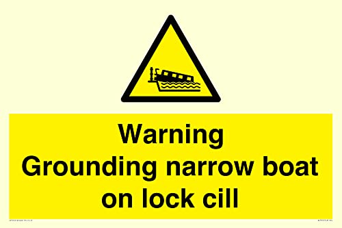 Warnschild mit Aufschrift "Warning Grounding narrow boat on lock cill", 600 x 400 mm, A2L Warnschild mit Aufschrift "Warning Grounding narrow boat on lock cill", 600 x 400 mm, A2L von Viking Signs
