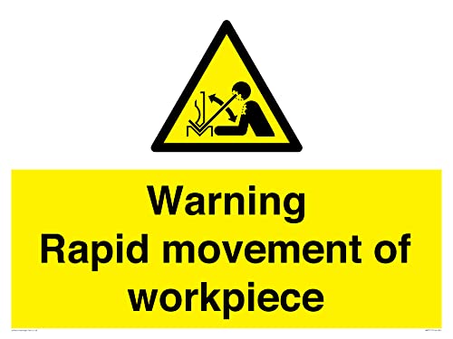 Warnschild mit Aufschrift "Warning Rapid movement of workpiece", 800 x 600 mm, A1L Warnschild mit Aufschrift "Warning Rapid movement of workpiece", 800 x 600 mm, A1L von Viking Signs