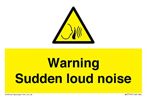Warnschild mit Aufschrift "Warning Sudden loud noise", 150 x 100 mm, A6L von Viking Signs