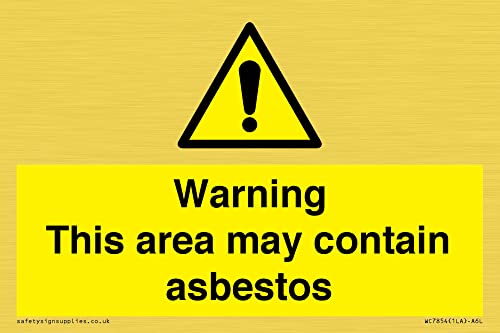 Warnschild mit Aufschrift "Warning This area may contain asbestos", 150 x 100 mm, A6L Warnschild mit Aufschrift "Warning This area may contain asbestos", 150 x 100 mm, A6L von Viking Signs
