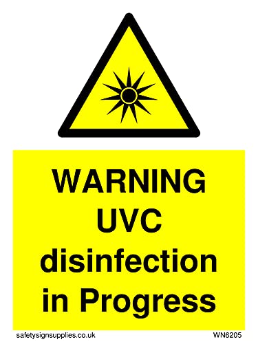 Warnschild mit Aufschrift"Warning UVC dinfection in progresse", 75 x 100 mm, A7P Warnschild mit Aufschrift"Warning UVC dinfection in progresse", 75 x 100 mm, A7P von Viking Signs