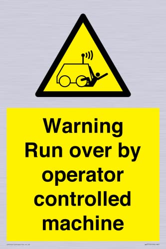 Warnschild mit Aufschrift "Warning run over by operator controlled machin", 200 x 300 mm, A4P von Viking Signs