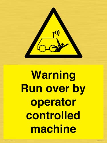 Warnschild mit Aufschrift "Warning run over by operator controlled machin", 300 x 400 mm, A3P von Viking Signs