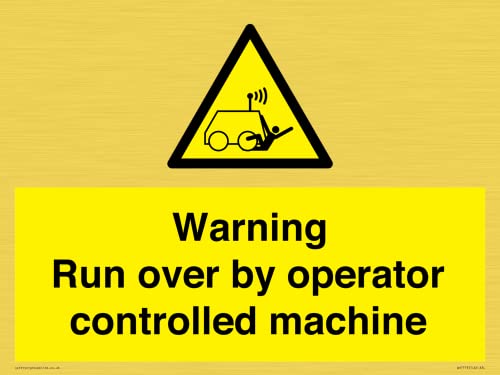 Warnschild mit Aufschrift "Warning run over by operator controlled machin", 400 x 300 mm, A3L Warnschild mit Aufschrift "Warning run over by operator controlled machin", 400 x 300 mm, A3L von Viking Signs