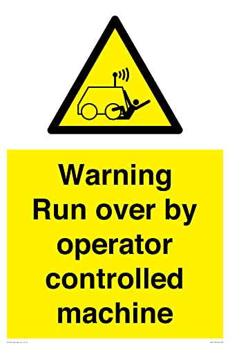 Warnschild mit Aufschrift "Warning run over by operator controlled machin", 400 x 600 mm, A2P Warnschild mit Aufschrift "Warning run over by operator controlled machin", 400 x 600 mm, A2P von Viking Signs