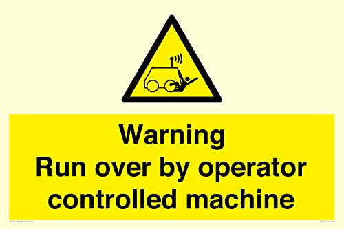 Warnschild mit Aufschrift "Warning run over by operator controlled machin", 600 x 400 mm, A2L Warnschild mit Aufschrift "Warning run over by operator controlled machin", 600 x 400 mm, A2L von Viking Signs
