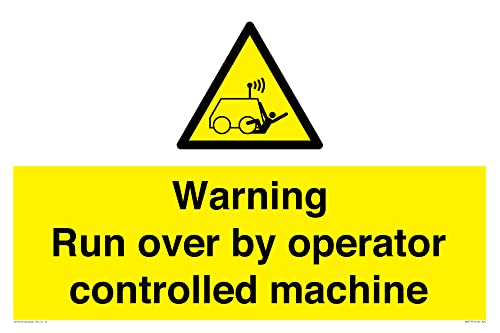 Warnschild mit Aufschrift "Warning run over by operator controlled machin", 600 x 400 mm, A2L Warnschild mit Aufschrift "Warning run over by operator controlled machin", 600 x 400 mm, A2L von Viking Signs