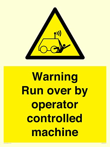 Warnschild mit Aufschrift "Warning run over by operator controlled machin", 600 x 800 mm, A1P Warnschild mit Aufschrift "Warning run over by operator controlled machin", 600 x 800 mm, A1P von Viking Signs