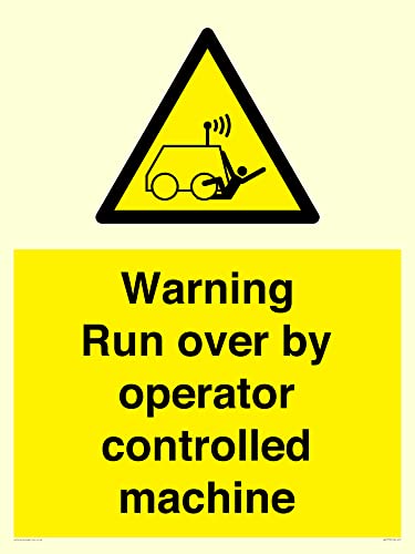 Warnschild mit Aufschrift "Warning run over by operator controlled machin", 600 x 800 mm, A1P von Viking Signs