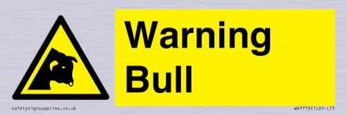 Warnschild mit Bullenmotiv, 150 x 50 mm, L15 von Viking Signs