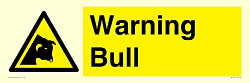 Warnschild mit Bullenmotiv, 600 x 200 mm, L62 Warnschild mit Bullenmotiv, 600 x 200 mm, L62 von Viking Signs