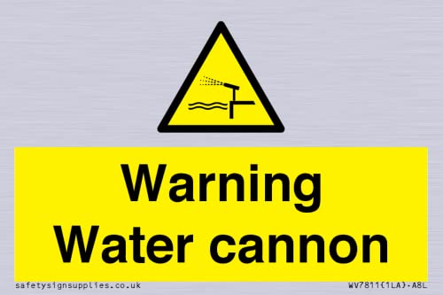 Warnschild mit Wasserkanone, 75 x 50 mm, A8L von Viking Signs