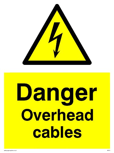 Warnschild mit englischer Aufschrift"Danger Overhead Cables", 150 x 200 mm, A5P Warnschild mit englischer Aufschrift"Danger Overhead Cables", 150 x 200 mm, A5P von Viking Signs