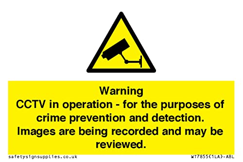 Warnung CCTV im Betrieb - für Zwecke der Kriminalprävention und Erkennung - Bilder werden von Viking Signs