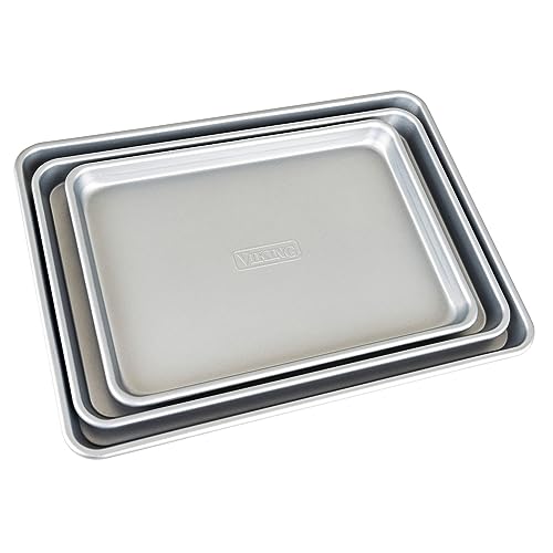 Viking Culinary Antihaft-Backblech-Set, groß, mittel und klein, aluminisierter Stahl, 0,8 mm dick, 3-teilig von VIKING