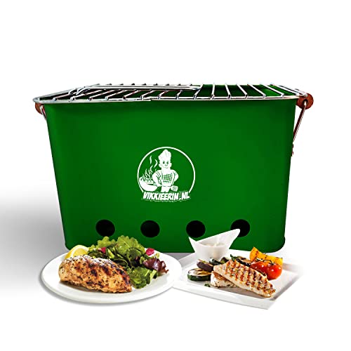 Vikkieerin Mini grill - Kleiner grill Holzkohle, kompakt und leicht, holzkohlegrill klein im Retro-Stil, für Park-Balkon-Camping-Garten, 25x43x26 cm, Grün Vikkieerin Mini grill - Kleiner grill Holzkohle, kompakt und leicht, holzkohlegrill klein im Retro-Stil, für Park-Balkon-Camping-Garten, 25x43x26 cm, Grün von Vikkieerin