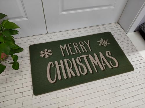 Fußmatte mit Aufschrift "Merry Christmas Welcome Snowflakes", für den Eingangsbereich, dekorativ, rutschfest, Kokosfaser, 43,2 x 73,2 cm Fußmatte mit Aufschrift "Merry Christmas Welcome Snowflakes", für den Eingangsbereich, dekorativ, rutschfest, Kokosfaser, 43,2 x 73,2 cm von Vikodah