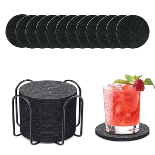 12 Untersetzer Gläser, Glasuntersetzer Rund für Gläser, Getränkeuntersetzer, rutschfest Untersetzer Set, Bierdeckel, Glasuntersetzer mit Halter für Getränke Zuhause Restaurant Büro von Vikrami lighting