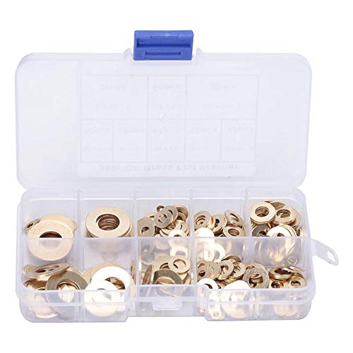 Vikye 360-teilige Flachdichtungen aus Messing, M2 bis M10, Flachwaschmaschine, Unterlegscheibe von Vikye