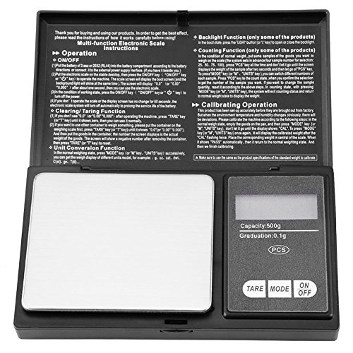 Digitale Taschenwaage, tragbare Mini-LED-Taschenwaage mit hoher Präzision für Juweliere, Lebensmittelwaage, Küchenwaage 12,8 x 7,5 x 1,9 cm(500g/0.1g) von Vikye
