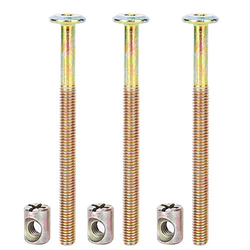 M6 Möbelschraube 40 mm/ 60 mm/ 80 mm/ 90 mm/ 100 mm, 10 Stück Verbindungsschraube aus Verzinktem Kohlenstoffstahl mit Zylindermuttern, Dübelmuttern, Steckerhalterung(60mm) von Vikye